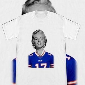 Marilyn Monroe Wearing a Josh Allen Buffalo Bills Jersey Graphic Shirt